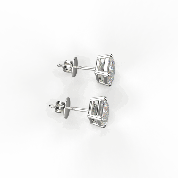 Avarta Sterling Silver 1 Carat Each Emerald Cut Solitaire Stud Earrings With White Gold Polish - Image 4